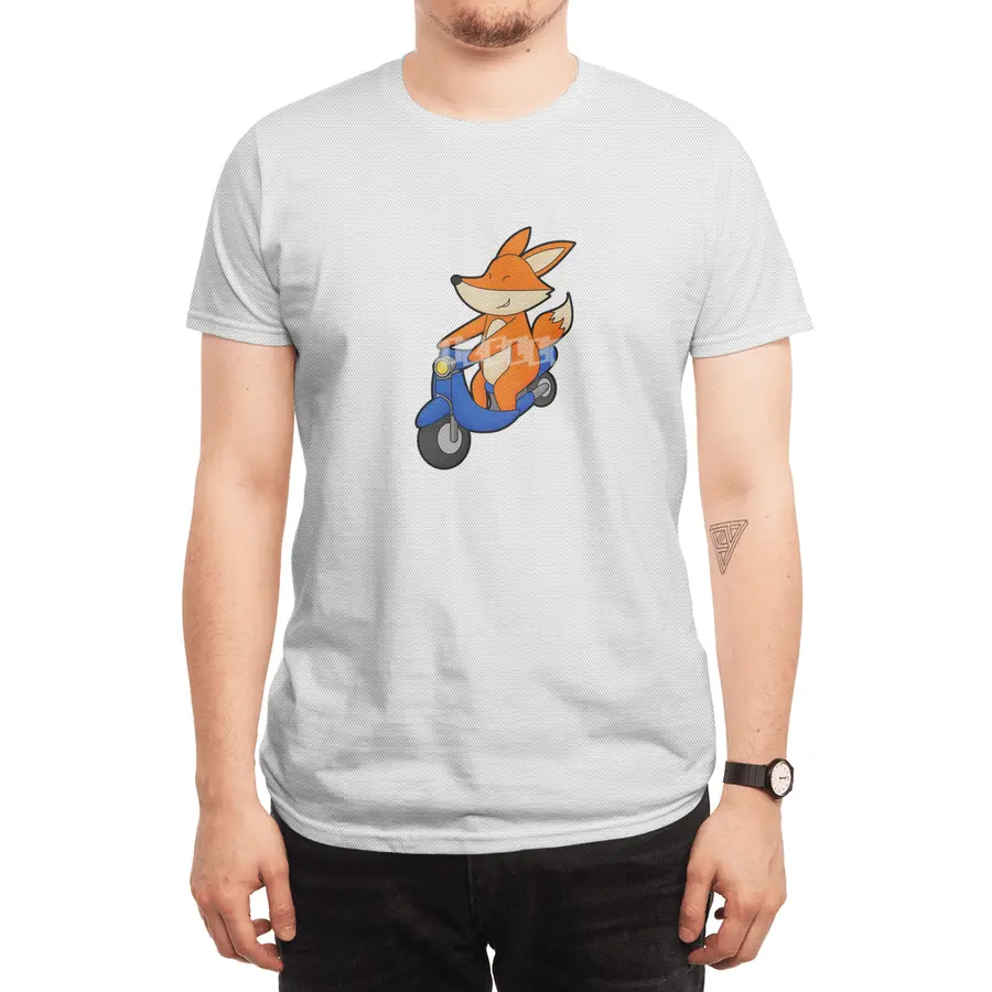 Fox as Biker with Scooter Spor T-Shirt