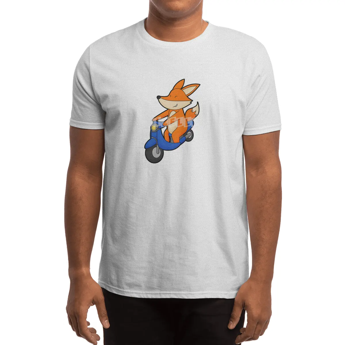 Fox as Biker with Scooter Spor T-Shirt