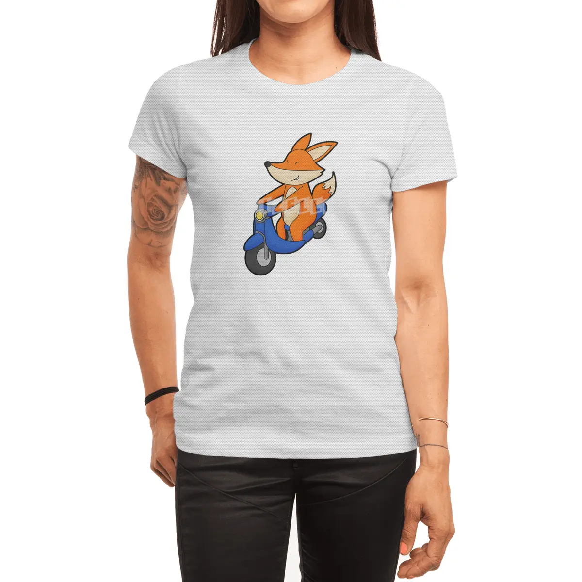 Fox as Biker with Scooter Spor T-Shirt