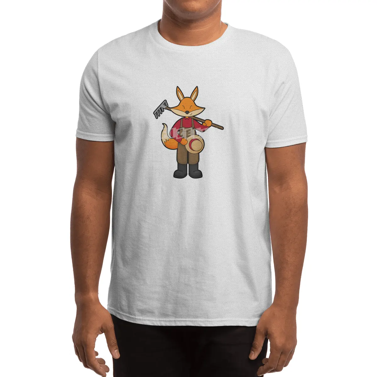 Fox as Farmer with Rake & Hat Spor T-Shirt