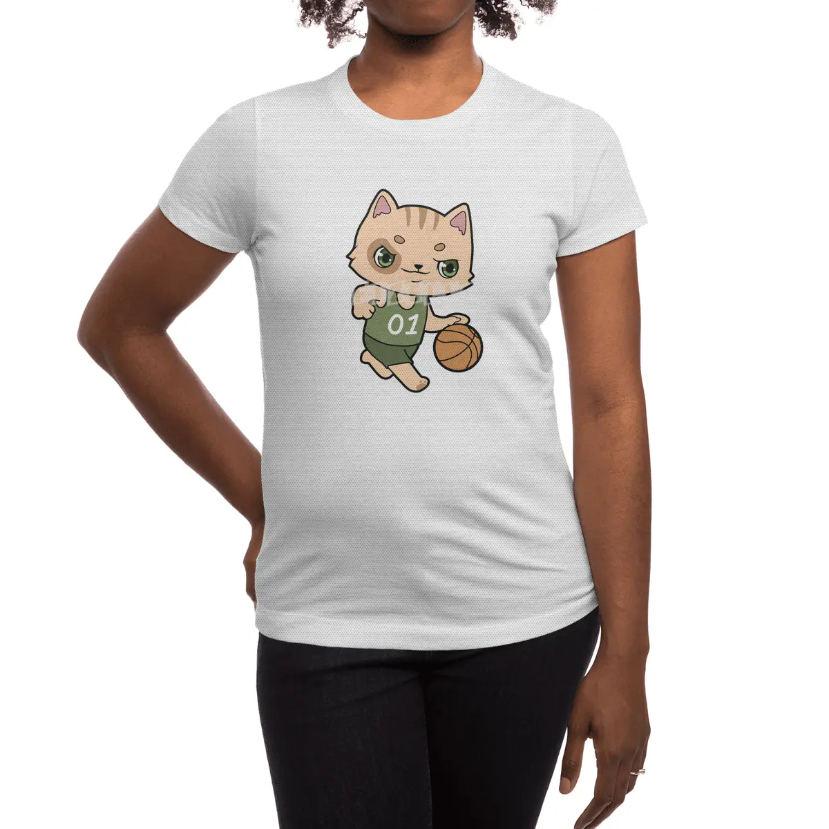 Cat at Basketball Sports Spor T-Shirt