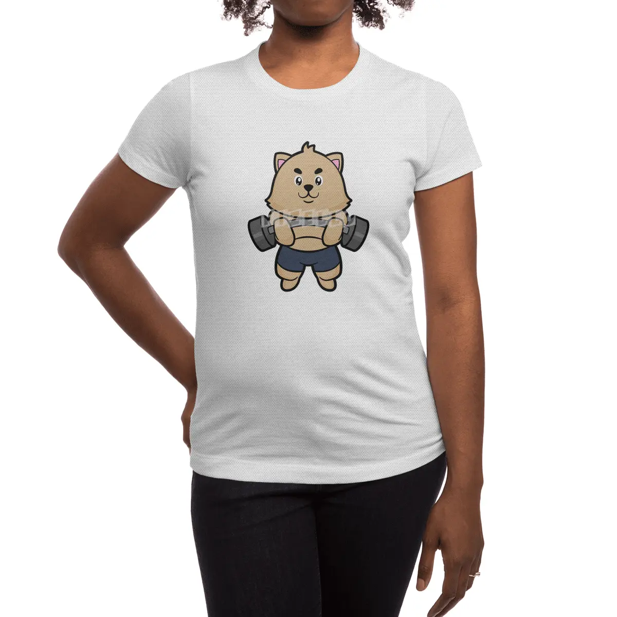 Cat at Bodybuilding with Barbell Spor T-Shirt