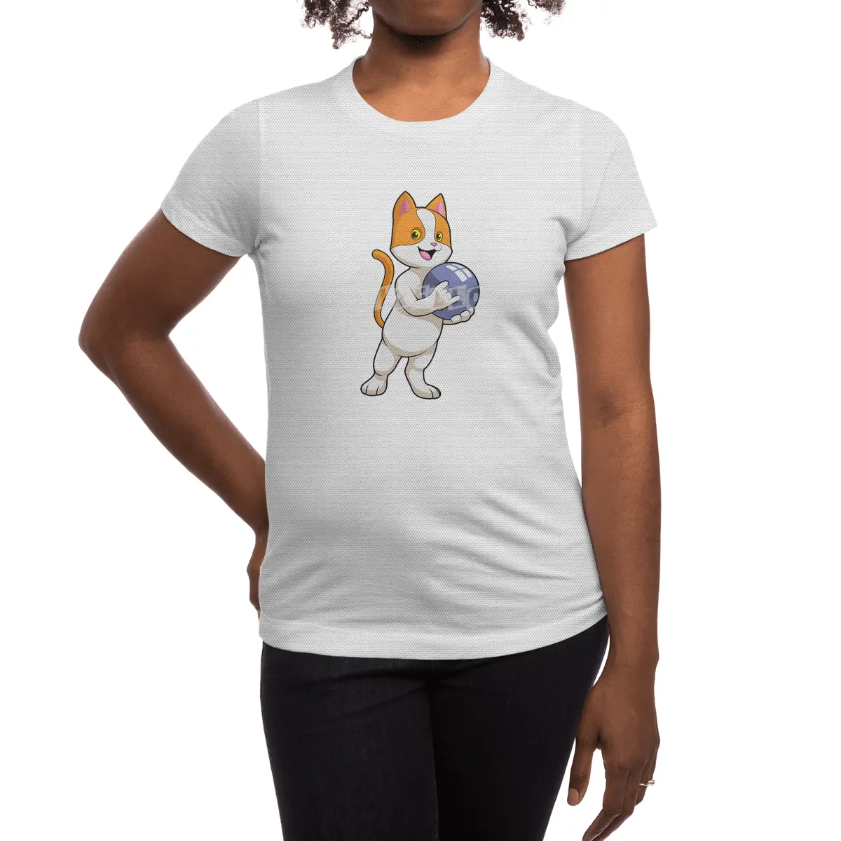 Cat at Bowling with Bowling ball Spor T-Shirt