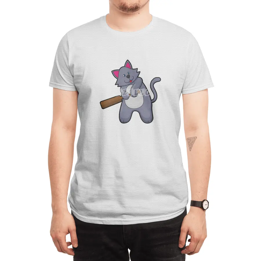 Cat at Cricket with Cricket bat Spor T-Shirt