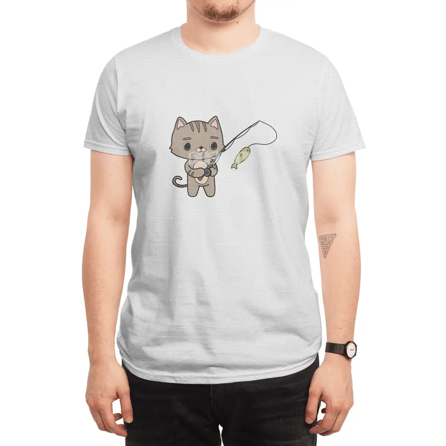 Cat at Fishing with Fishing rod Spor T-Shirt