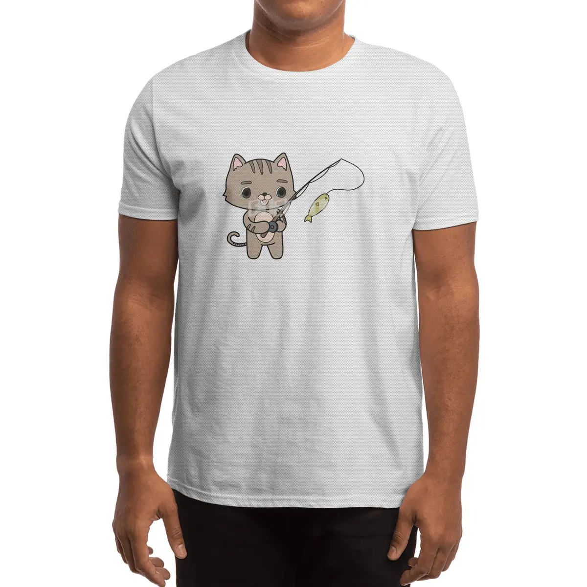 Cat at Fishing with Fishing rod Spor T-Shirt
