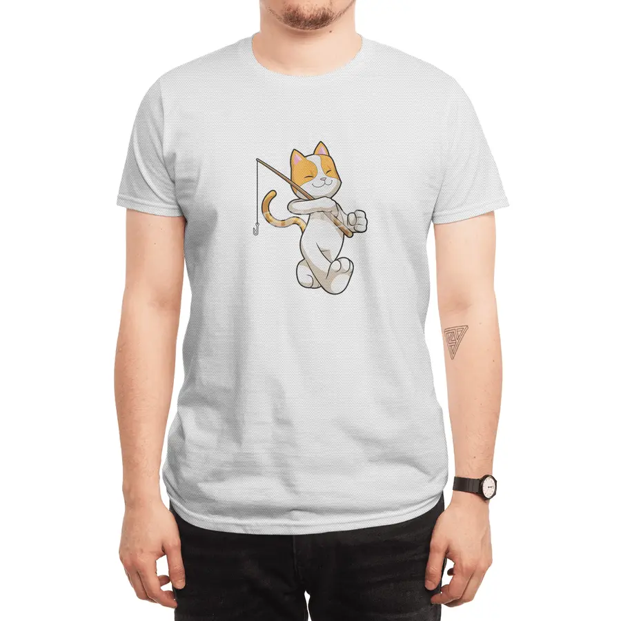 Cat at Fishing with Fishing rod Spor T-Shirt