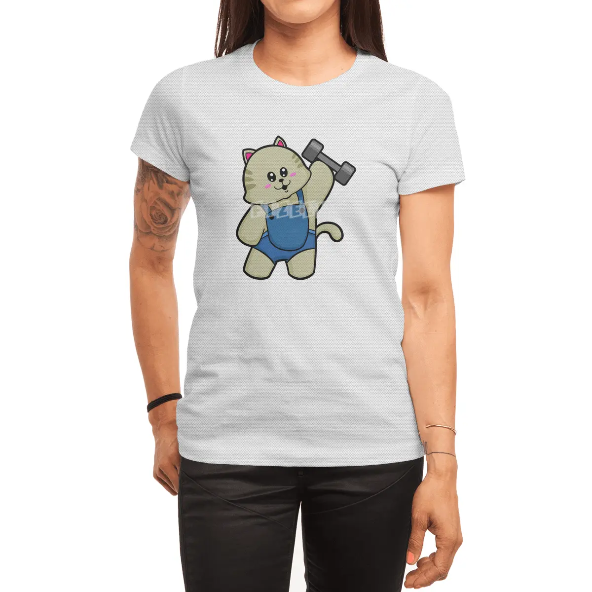 Cat at Fitness with Dumbbell Spor T-Shirt