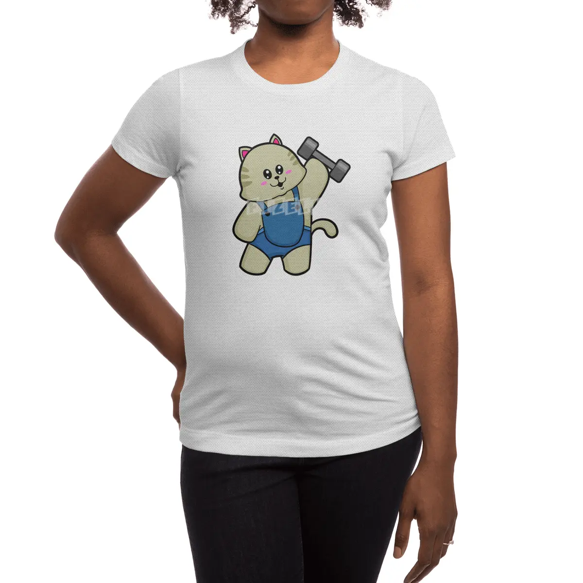 Cat at Fitness with Dumbbell Spor T-Shirt