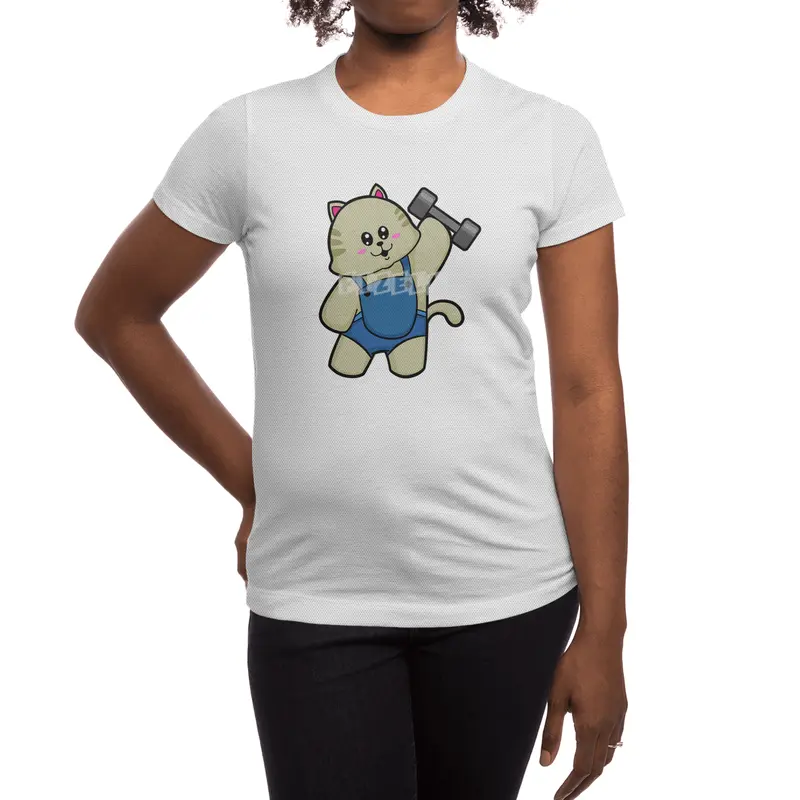 Cat at Fitness with Dumbbell Spor T-Shirt