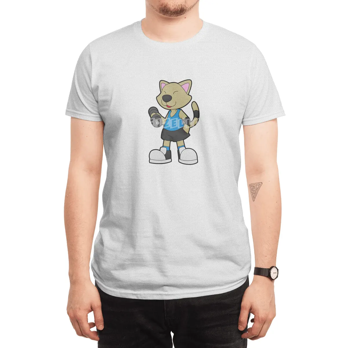 Cat at Fitness with Dumbbell Spor T-Shirt