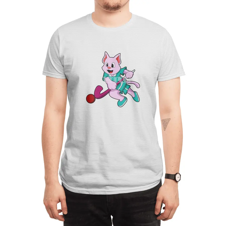 Cat at Hockey with Hockey stick Spor T-Shirt