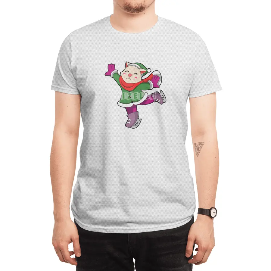 Cat at Ice skating with Ice skates Spor T-Shirt