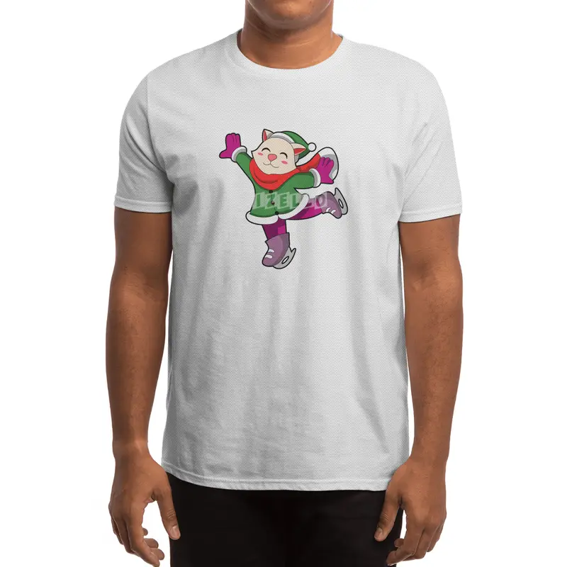 Cat at Ice skating with Ice skates Spor T-Shirt