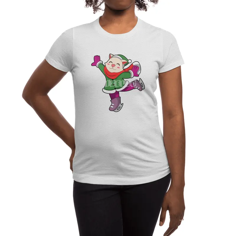 Cat at Ice skating with Ice skates Spor T-Shirt