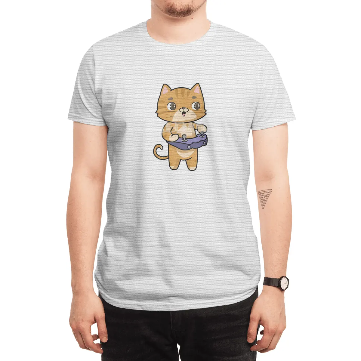 Cat at Playing with Controller Spor T-Shirt