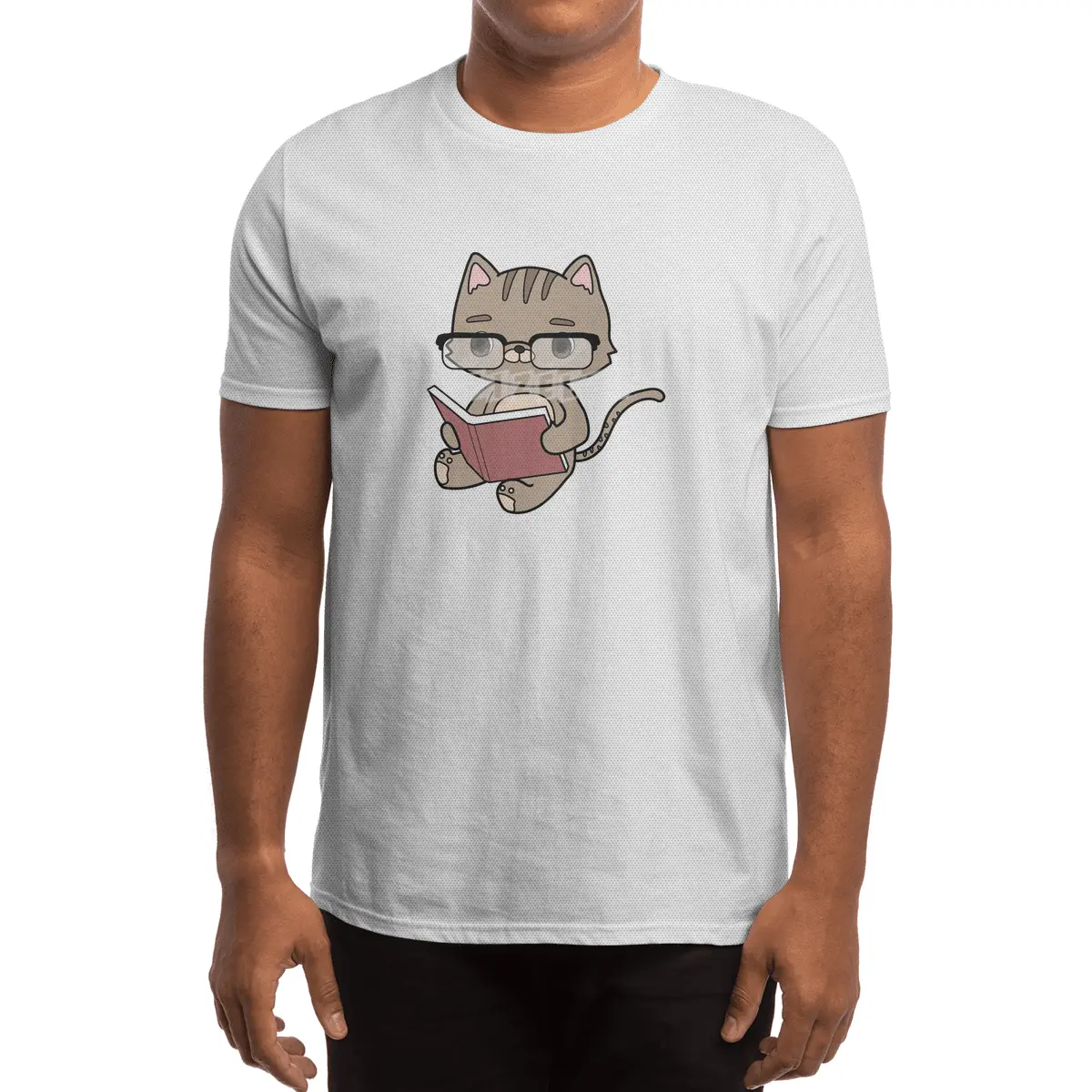 Cat at Reading with Book Spor T-Shirt