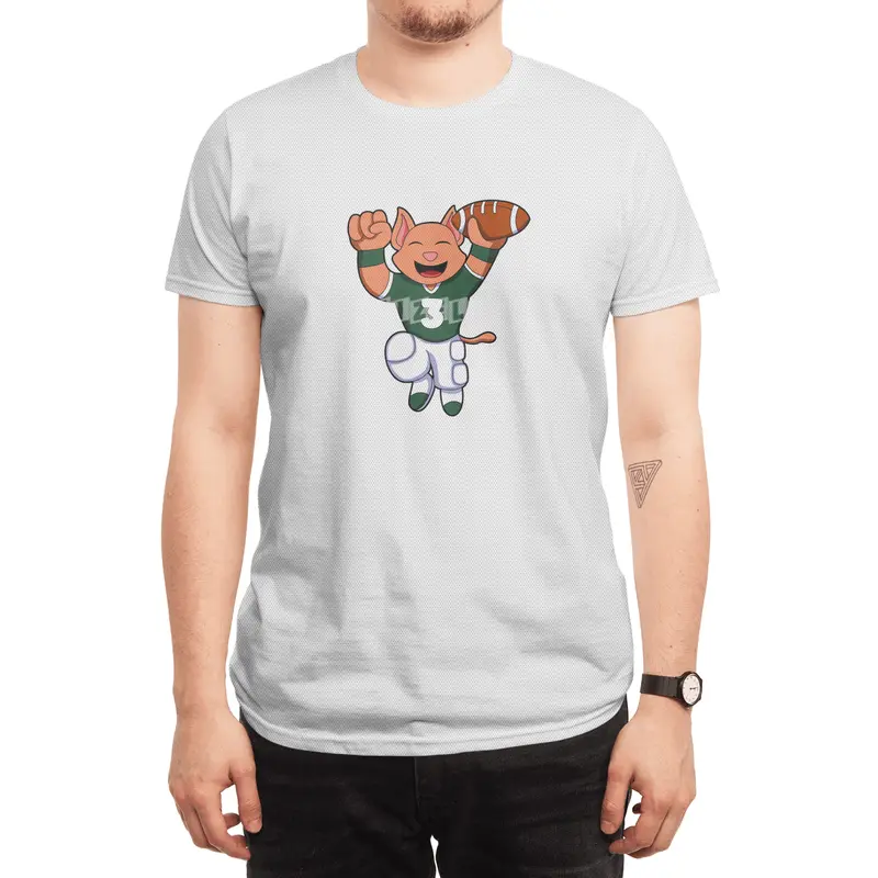 Cat at Sports with Football & Jersey Spor T-Shirt