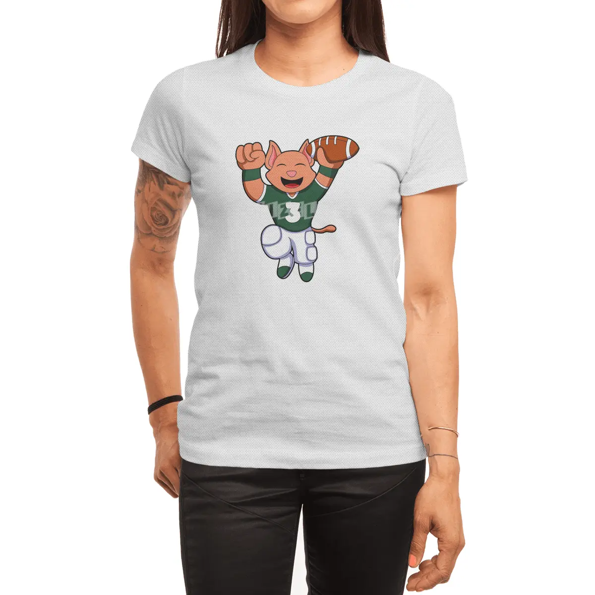Cat at Sports with Football & Jersey Spor T-Shirt