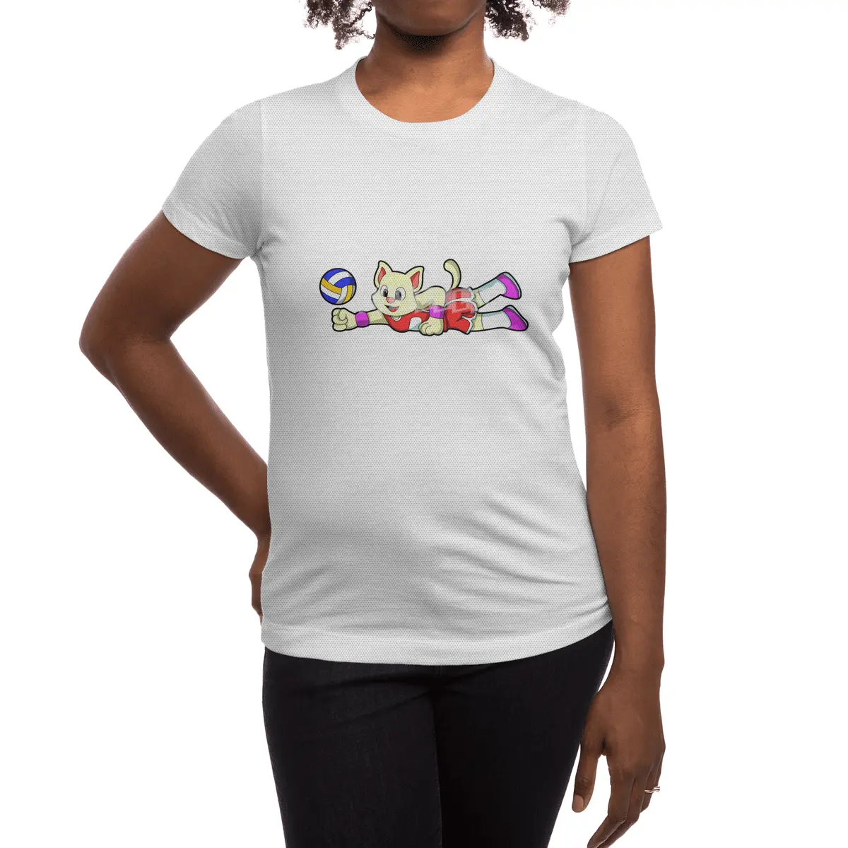Cat at Sports with Volleyball Spor T-Shirt