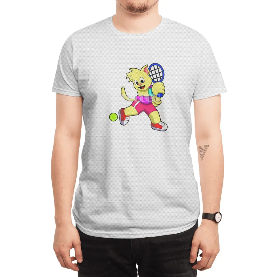 Cat at Tennis with Tennis racket & Tennis ball Spor T-Shirt