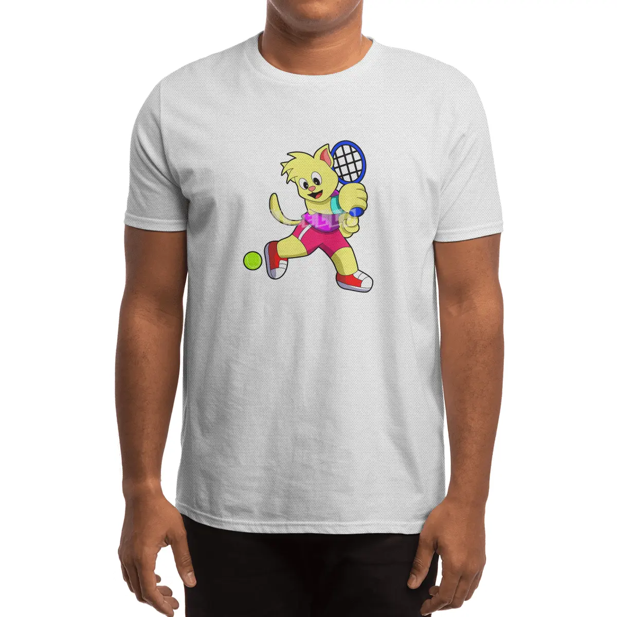Cat at Tennis with Tennis racket & Tennis ball Spor T-Shirt
