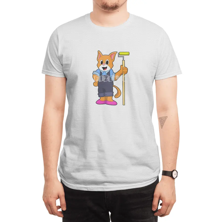 Cat at Wallpapering with Pressure roller Spor T-Shirt