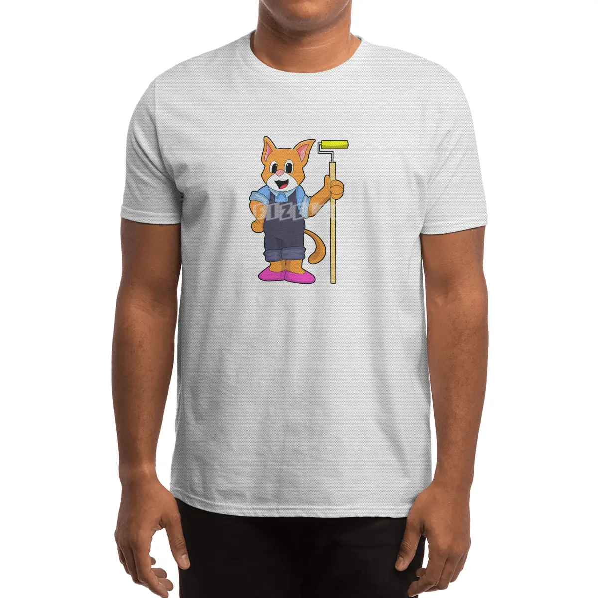 Cat at Wallpapering with Pressure roller Spor T-Shirt