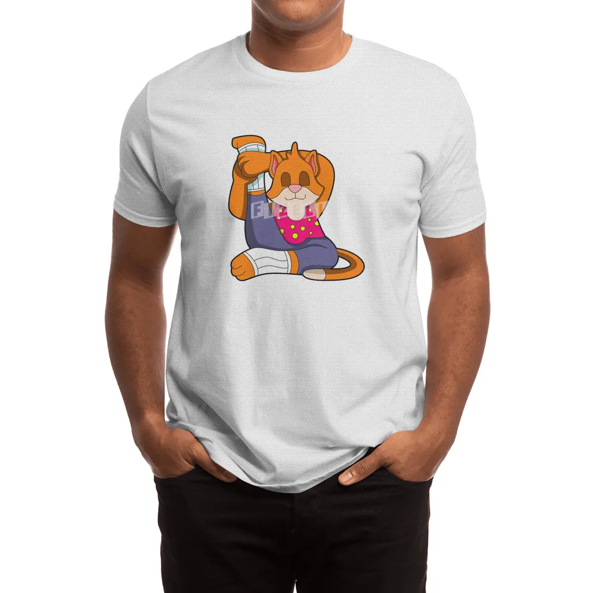 Cat at Yoga stretching exercises Legs Spor T-Shirt
