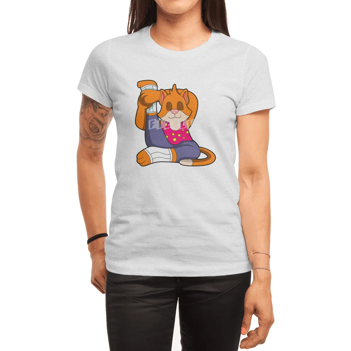 Cat at Yoga stretching exercises Legs Spor T-Shirt