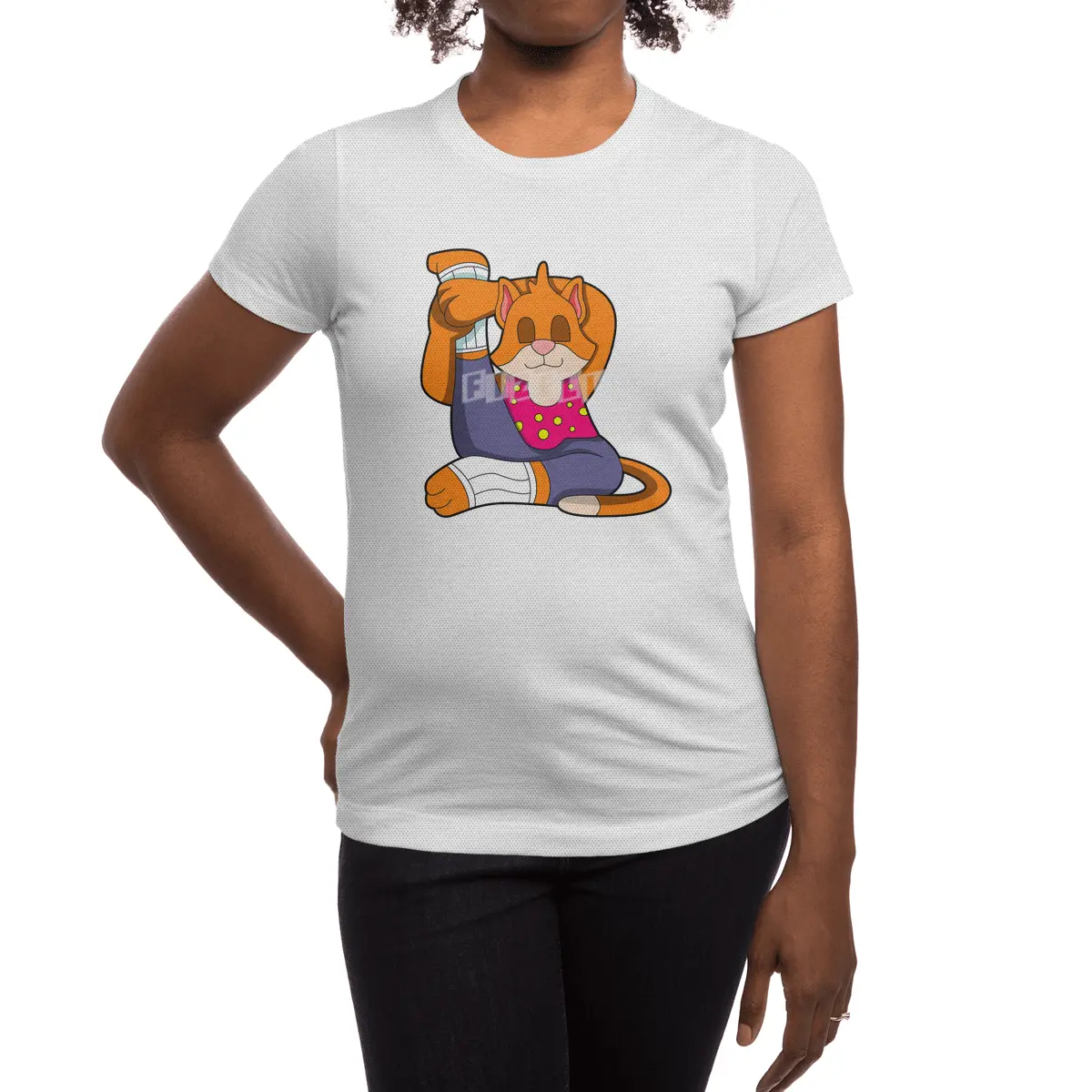 Cat at Yoga stretching exercises Legs Spor T-Shirt