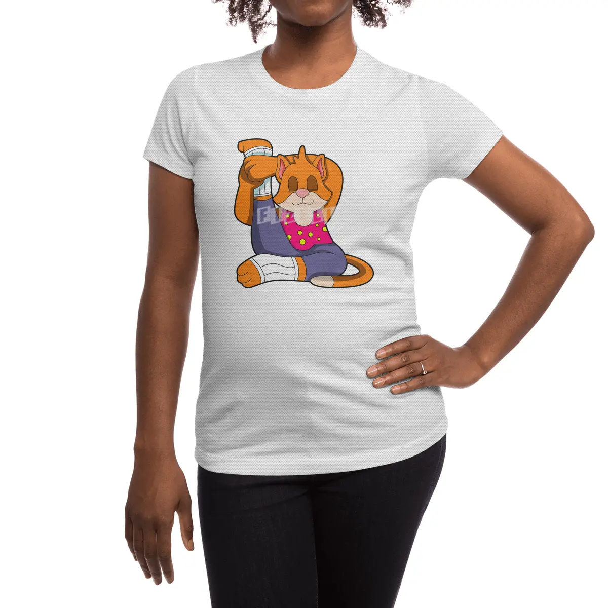 Cat at Yoga stretching exercises Legs Spor T-Shirt