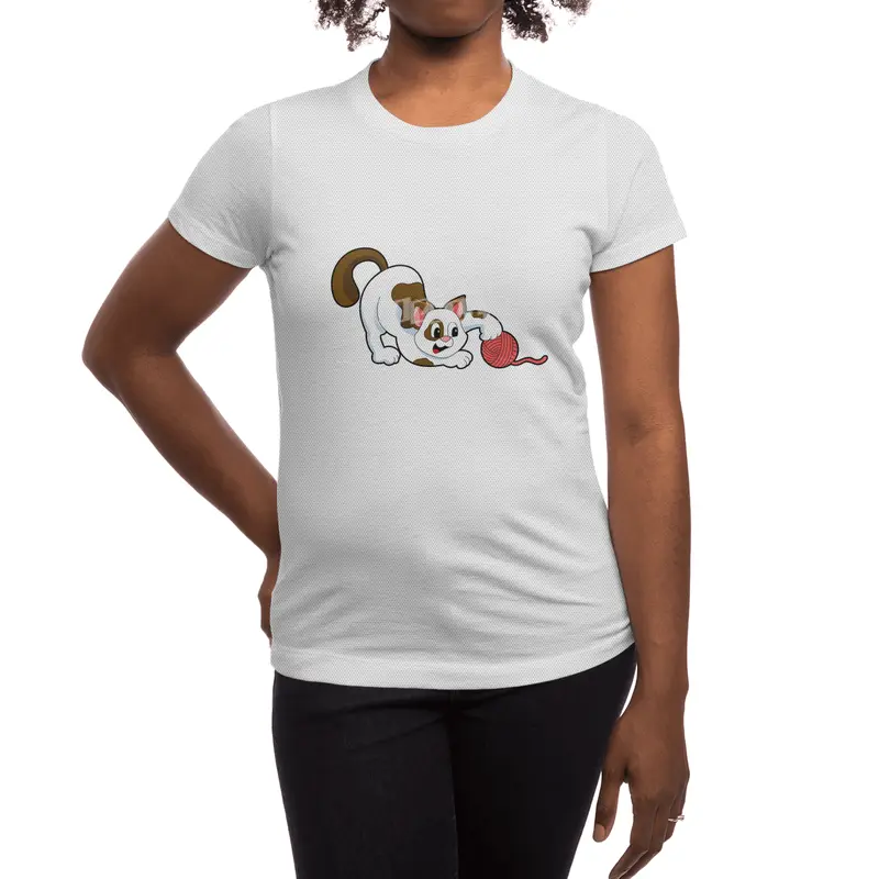 Cat with Ball of Wool Spor T-Shirt