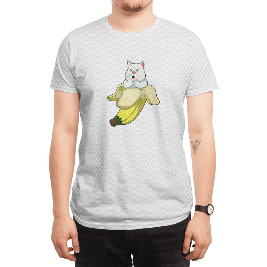 Cat with Banana Spor T-Shirt