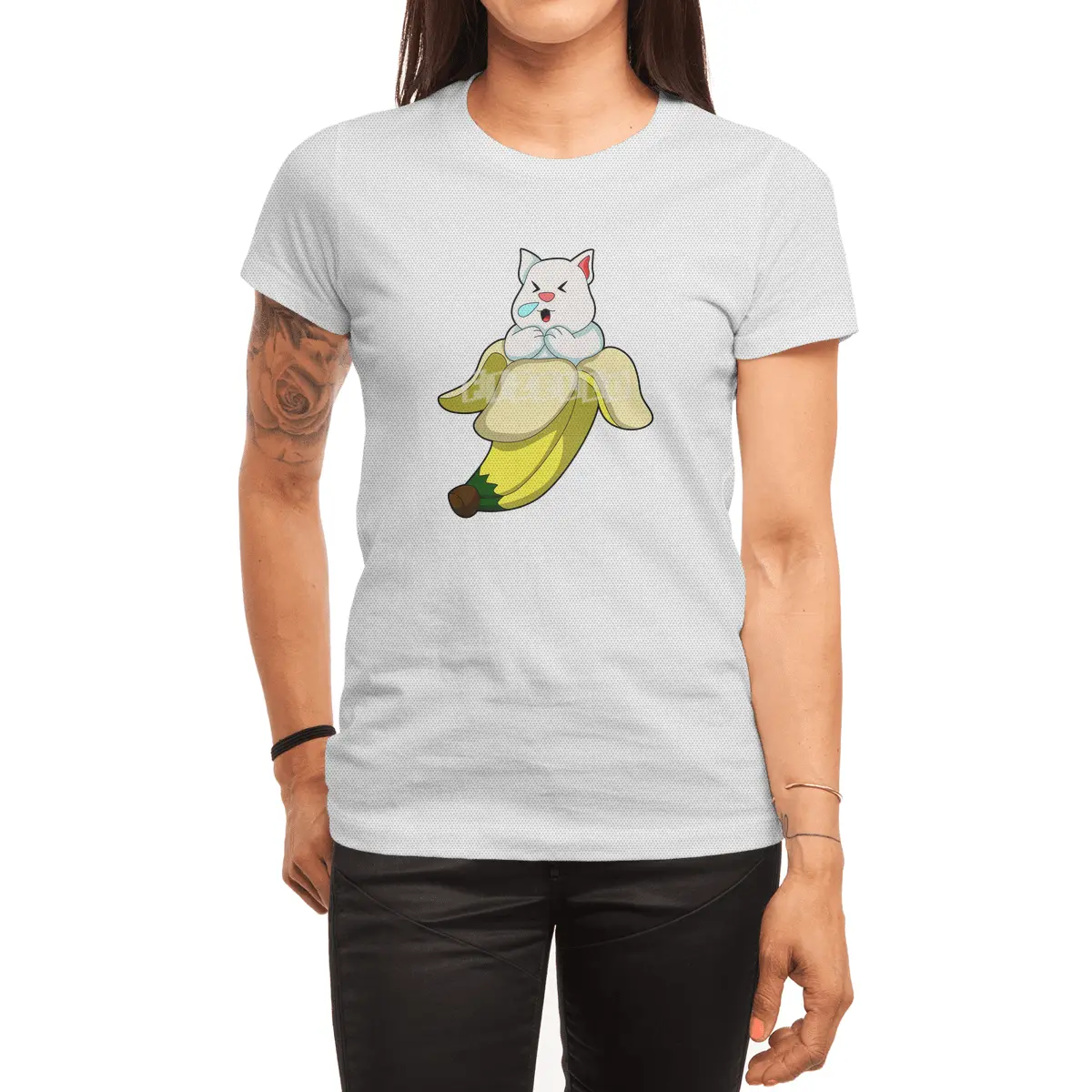 Cat with Banana Spor T-Shirt