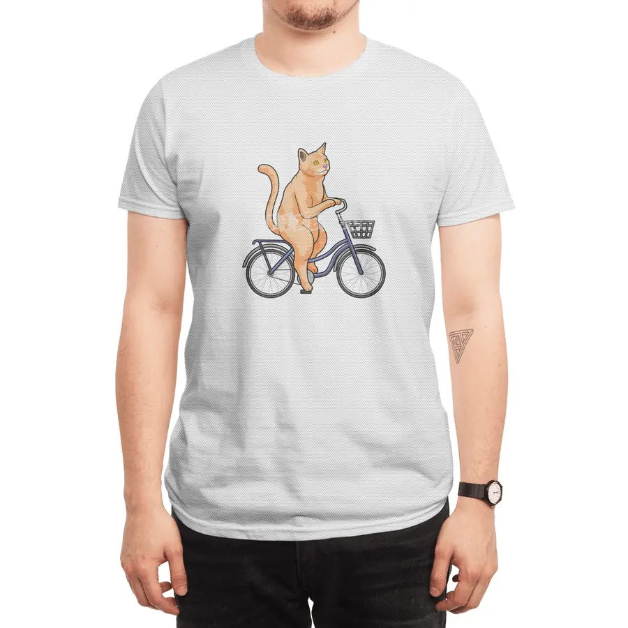 Cat with Bicycle Spor T-Shirt