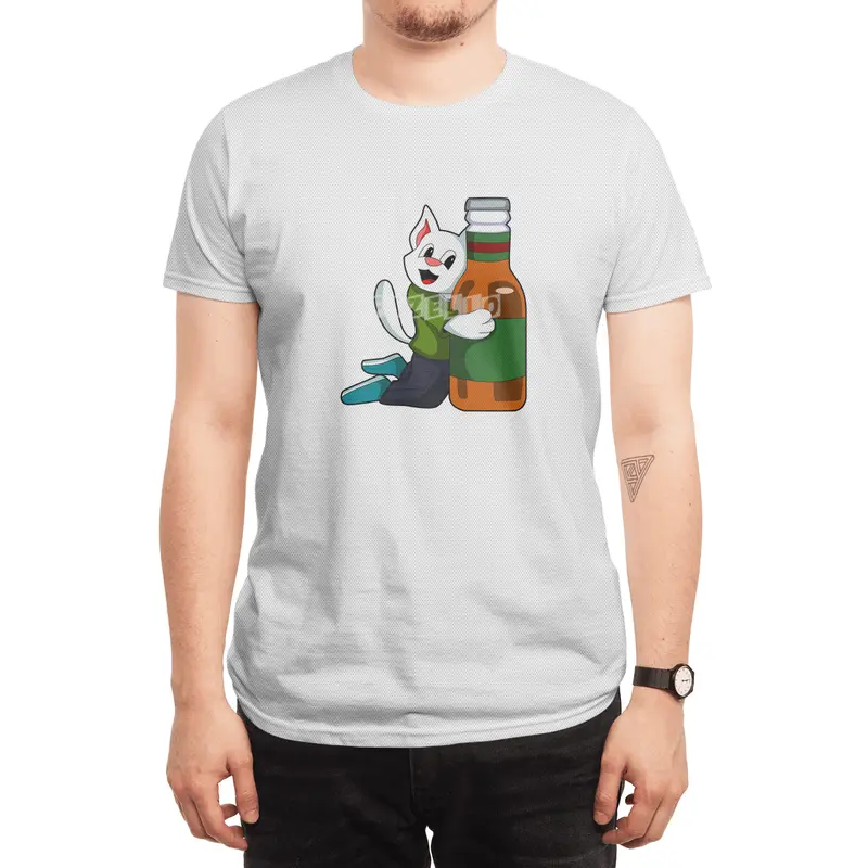 Cat with Bottle of Beer Spor T-Shirt