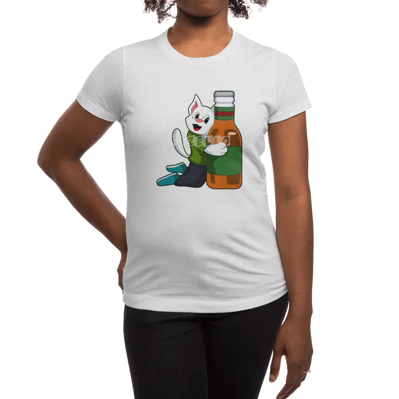 Cat with Bottle of Beer Spor T-Shirt