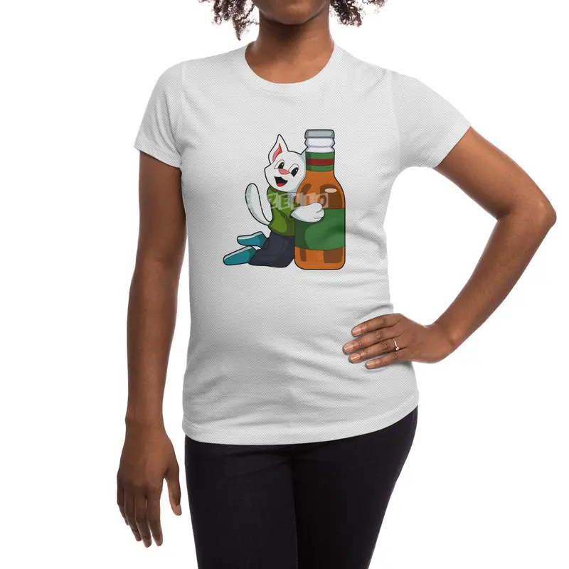 Cat with Bottle of Beer Spor T-Shirt