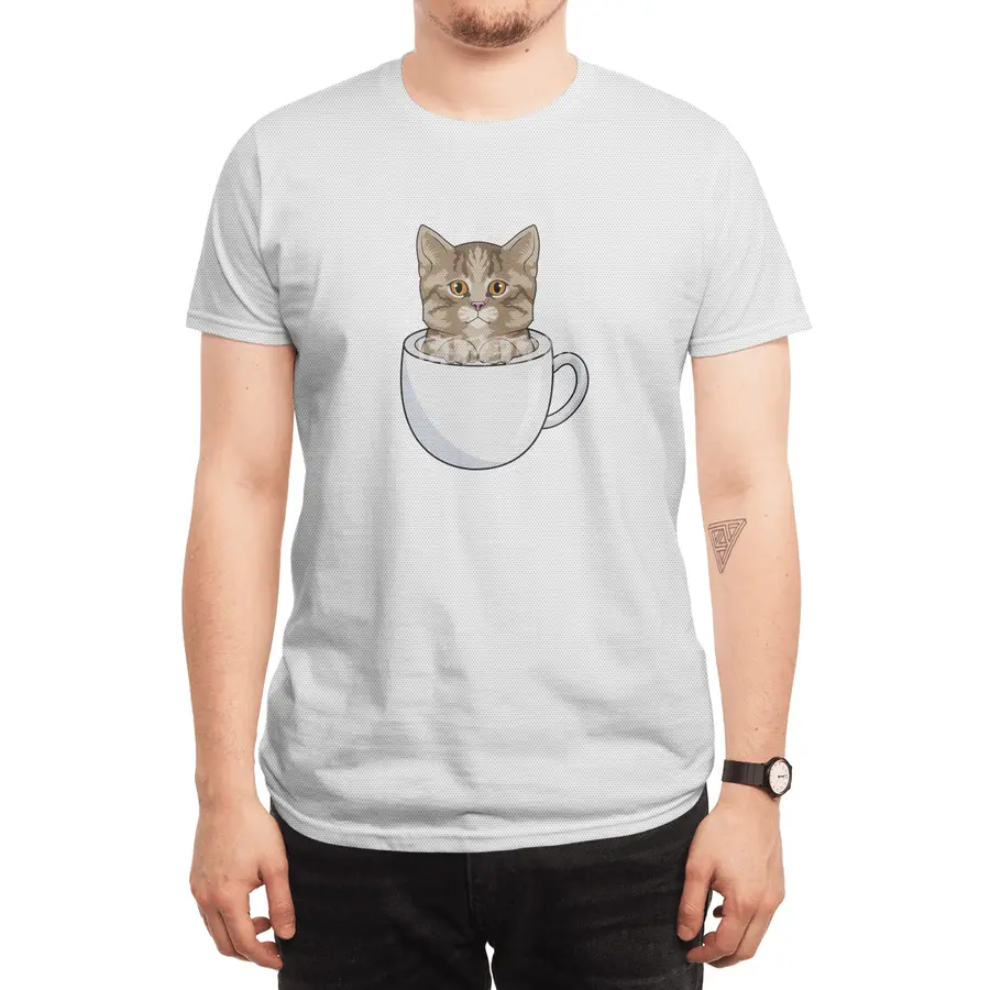 Cat with Cup Spor T-Shirt