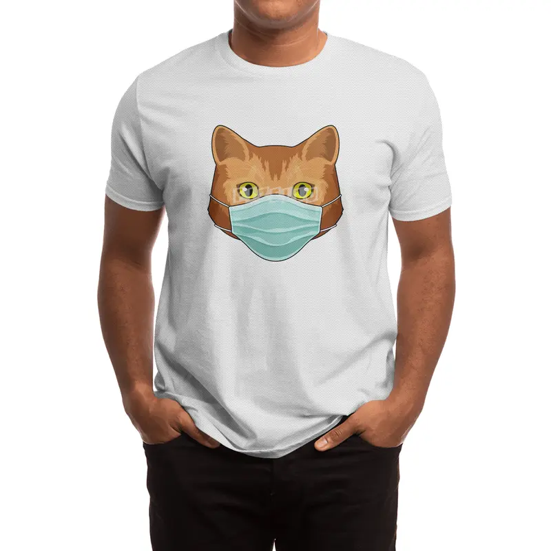 Cat with Face mask Spor T-Shirt