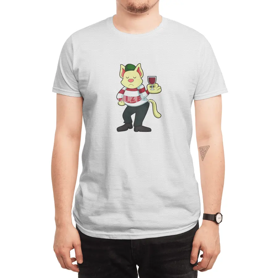 Cat with Glass of Red wine Spor T-Shirt