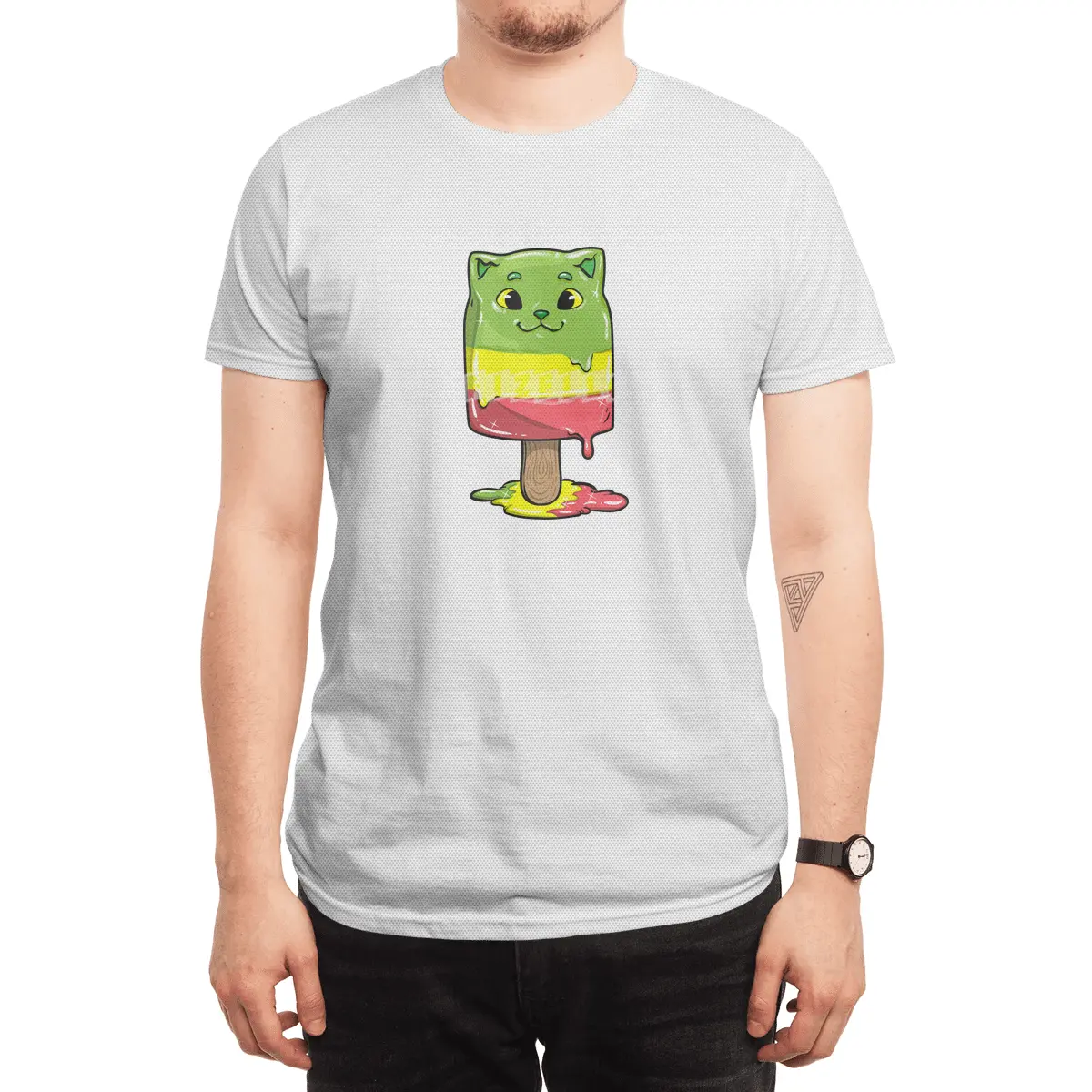 Cat with Popsicles Spor T-Shirt