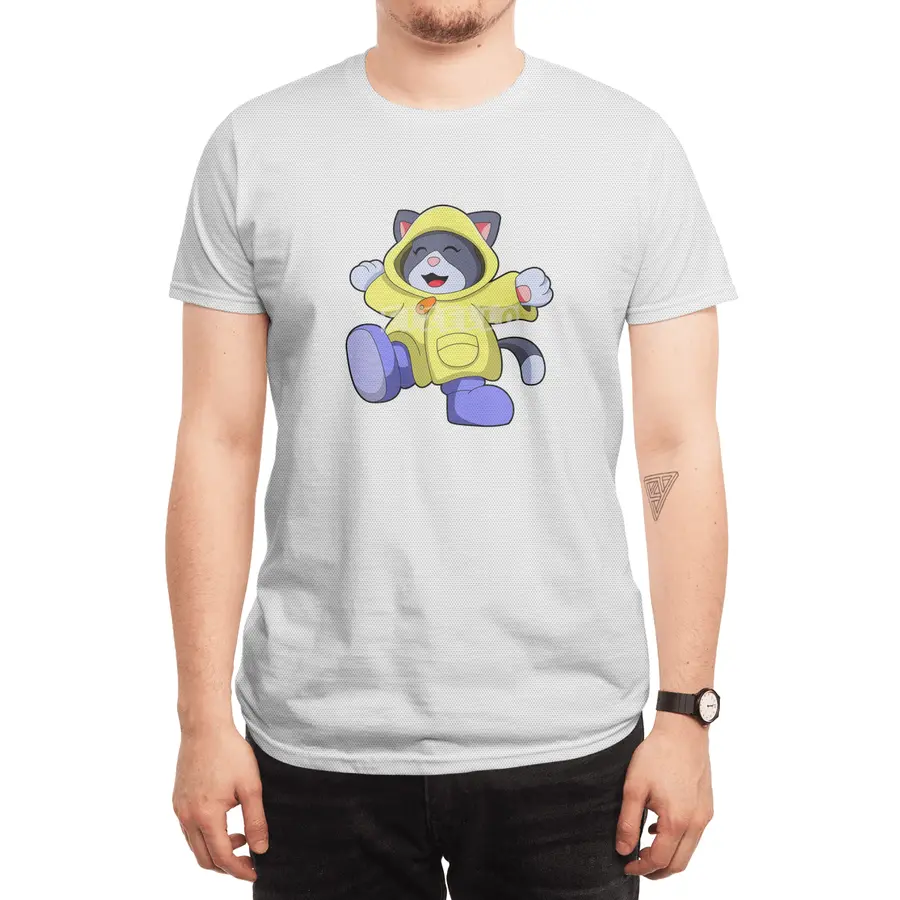 Cat with Raincoat Spor T-Shirt