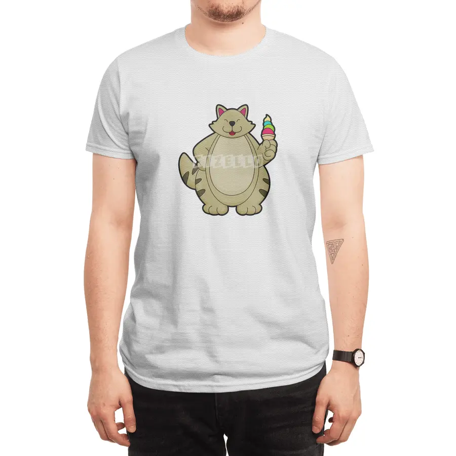 Cat with Waffle ice cream Spor T-Shirt