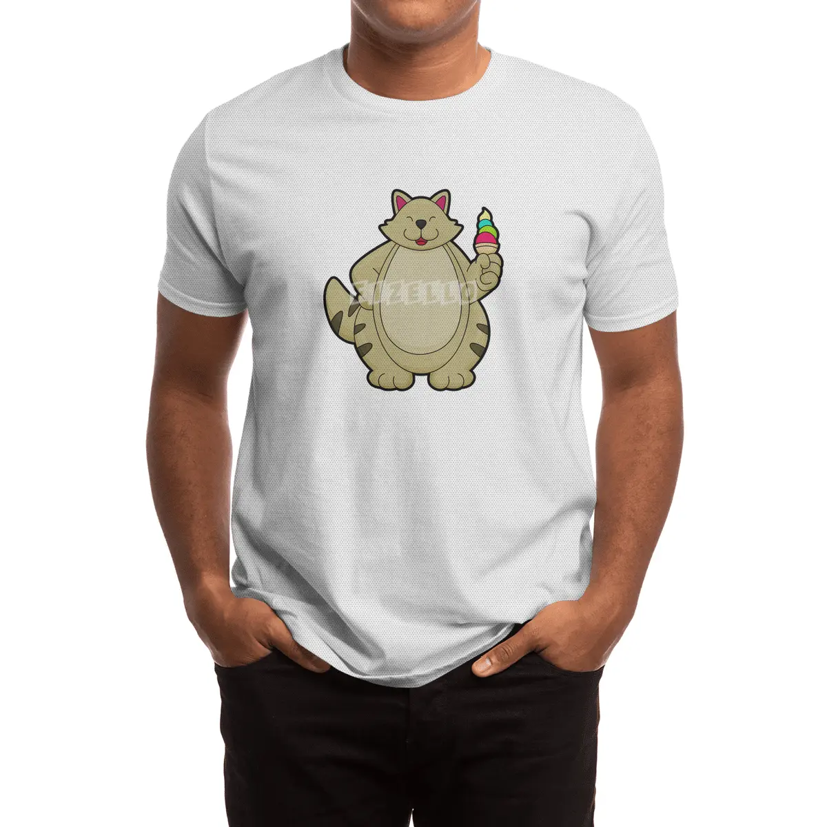 Cat with Waffle ice cream Spor T-Shirt