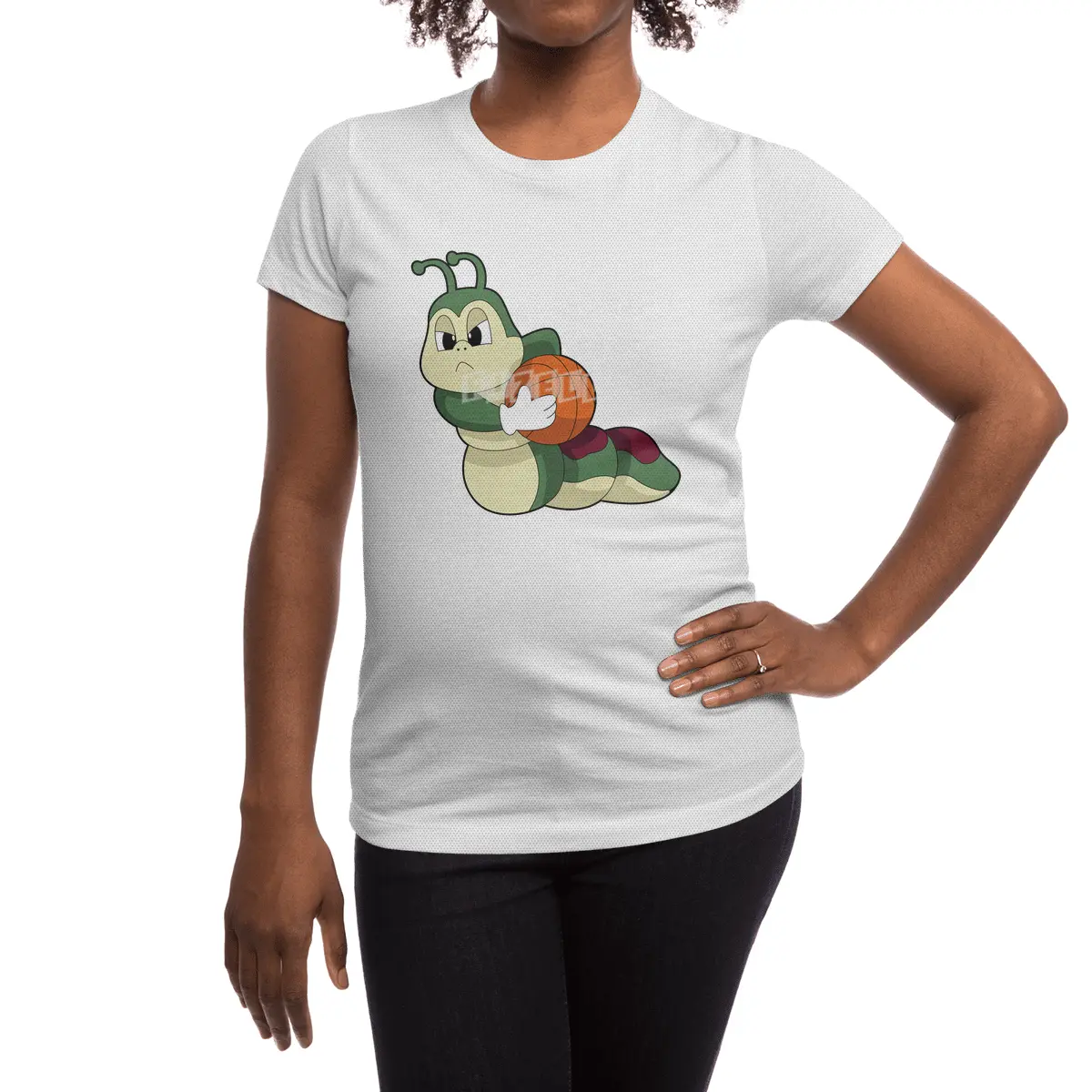 Caterpillar as Basketball player with Basketball Spor T-Shirt