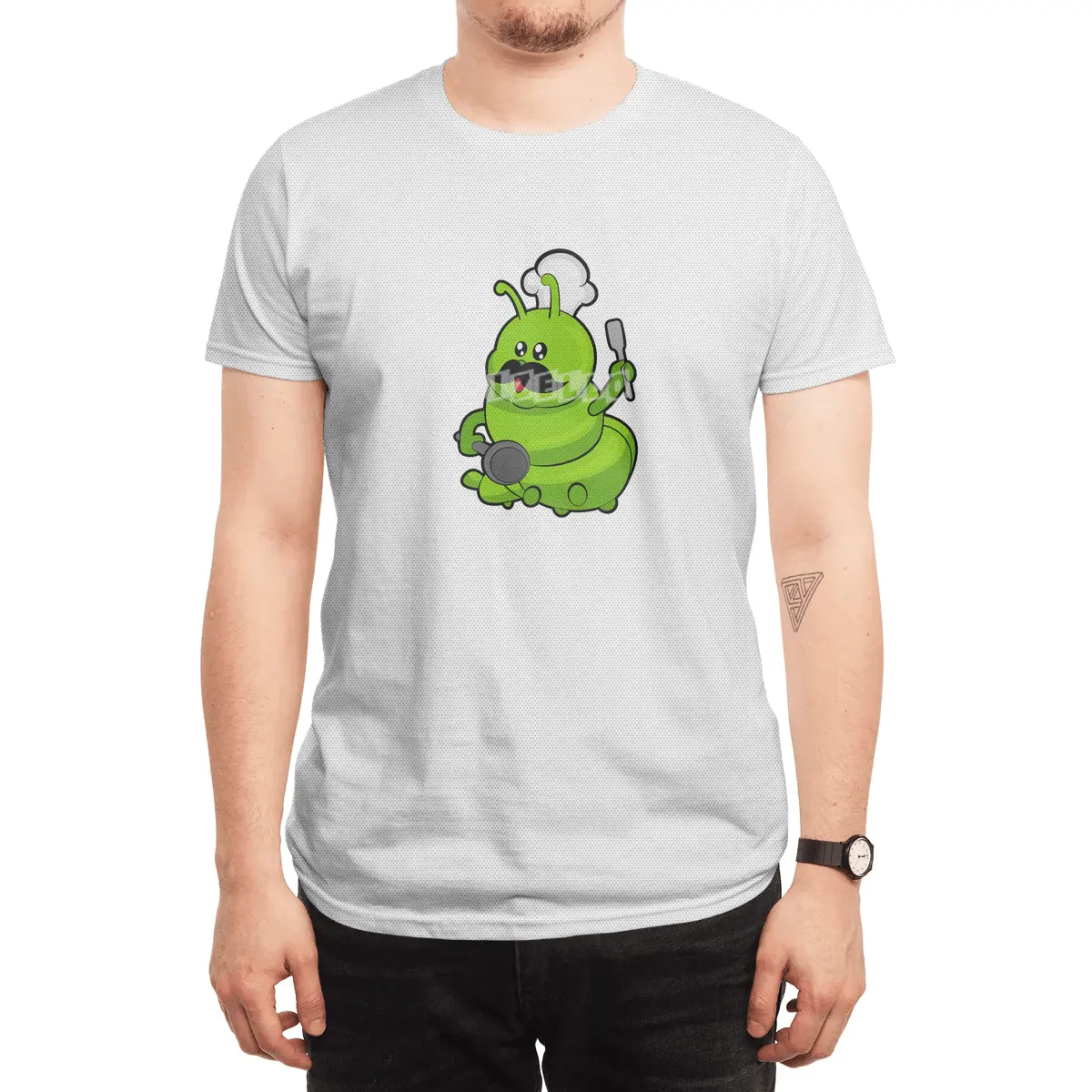 Caterpillar as Cook with Mustache Spor T-Shirt