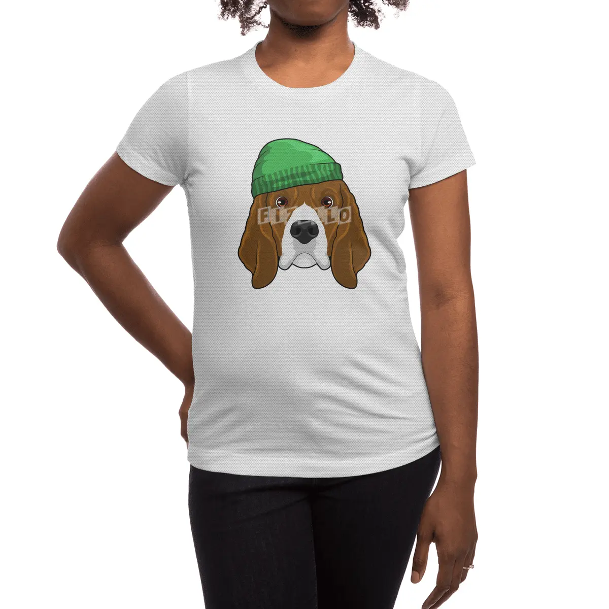 Dog with Beanie Spor T-Shirt
