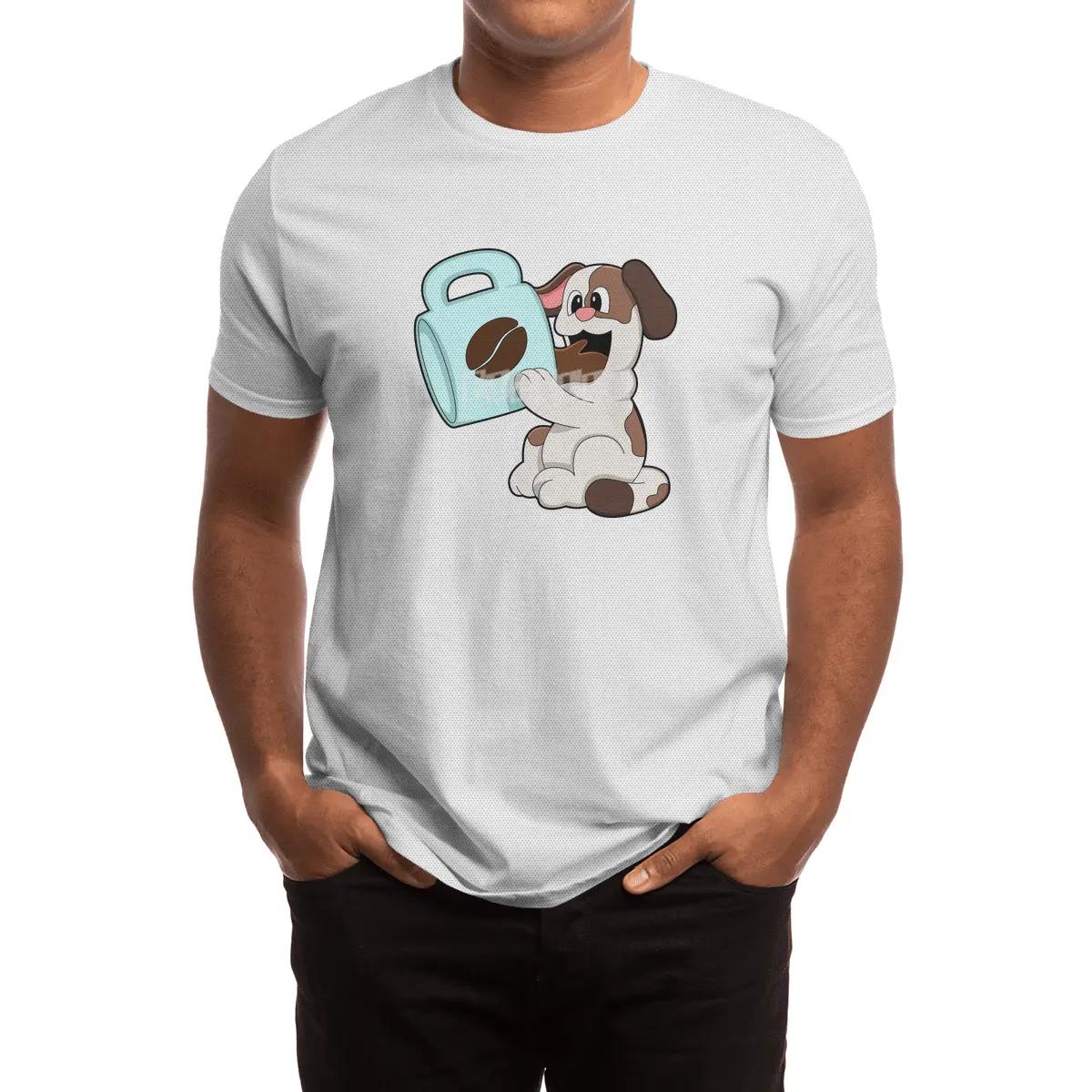 Dog with Cup of Coffee Spor T-Shirt